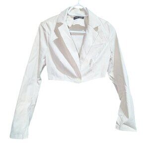 *3 FOR $9* Shein Beige Long Sleeve Cropped Length Button Front Blazer Jacket 4